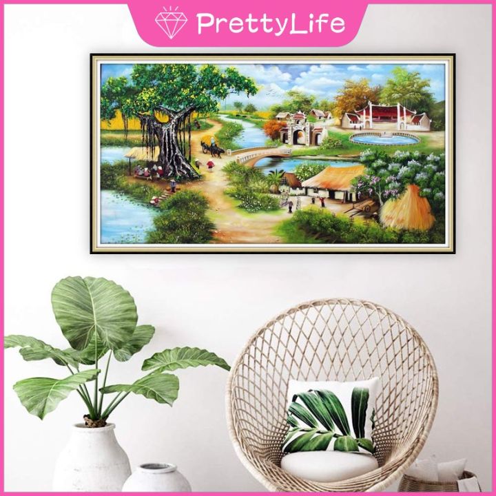 pl-หมู่บ้านภูมิทัศน์5d-ภาพวาดเพชร-diy-ขนาดใหญ่90x50เซนติเมตรเต็มเจาะตกแต่งบ้าน