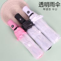 【CW】 Automatic umbrella large transparent female fold small Daisy net red transparent small fresh Korean version of big white student