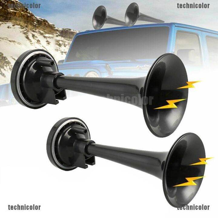 tcph-2pcs-black-air-horn-dual-trum-air-pump-air-horn-car-truck-train-boat-joie