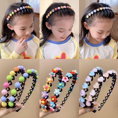 【YF】 Cute Colorful Flower Round Star Heart Wave Metal Hairband For Girls Lovely Hair Decorate Headband Kids Sweet Accessories