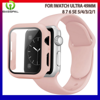 ฐานชุด2-In-1สายนาฬิกา + กระจกเทมเปอร์ + เคสสำหรับ Apple Watch 8 7 6 SE 41Mm 45Mm 40Mm 44Mm สำหรับ I Watch 5 4 42Mm 44Mm สายสร้อยข้อมือป้องกันหน้าจอสำหรับ3 2 1 38มม. 40มม. สำหรับ Smartwatch