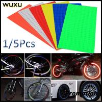 WUXU 1/5Pcs แดง/เหลือง/น้ำเงิน/เงิน/เขียว/ส้ม/ม่วง/เหลืองเข้ม กันน้ำ เรืองแสง รถจักรยาน รถยนต์ รถจักรยานยนต์ สติ๊กเกอร์สะท้อนแสง รูปลอก ขอบล้อ