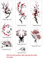 A Set Of 8 Chinese Style Plum Blossom Tattoo Stickers Waterproof  Durable  Realistic  Can Be Attached To Arm Stickers