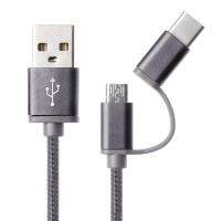 2In1 USB 2.0 USB ตัวผู้ 3.1 ประเภท C Micro USB สานข้อมูลสายชาร์จ