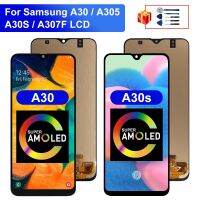 A30S A30สำหรับกาแลคซี A305 A30จอแอลซีดี AMOLED A30S A307F หน้าจอสัมผัสแอลซีดีจอแสดงผลเครื่องอ่านพิกัดชิ้นส่วนประกอบ