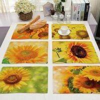 【CC】☼۩✔  32x42cm Placemat Leaves Landscape Cotton Dining Table Coaster