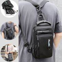 【YF】 Bolsa de peito nylon para homens mini mochila viagem no com carregamento interface USB mensageiro lateral do estilinete masculino