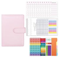 A6 PU Leather Budget Binder Cover Binder Pockets with Expense Budget Sheet for Cash Stuffing and Budget Planner