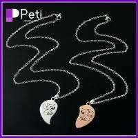 PETI JEWELLERY เหล็กไร้สนิม สร้อยคอลายการ์ตูน อุปกรณ์เสริมเครื่องประดับ คาวาอิ สร้อยคอคู่รัก แฟชั่นสำหรับผู้หญิง ห่วงโซ่คอหัวใจ สำหรับผู้หญิง