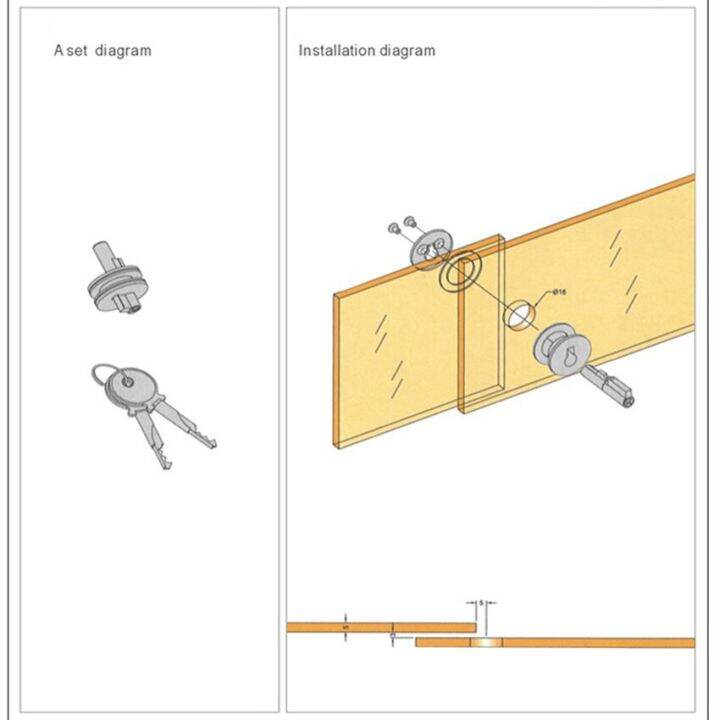 1ชิ้นการเลื่อนล็อคประตูกระจกกุญแจตู้กระจกเพื่อความปลอดภัยล็อคตู้โชว์ตู้โชว์กันขโมยรูเงินเส้นผ่านศูนย์กลาง16มม