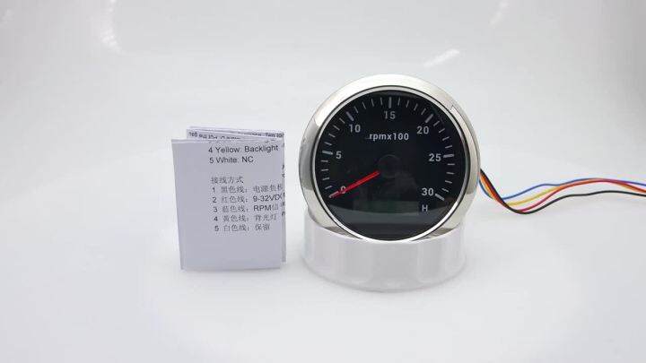 7สี Backlight 85มม. Tachometer 3000 RPM เมตรสีดำ3K Tacho Gauge LCD ...