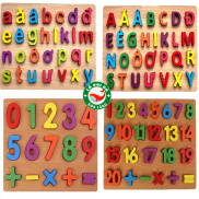 Bảng gỗ nổi chữ cái và chữ số cho bé làm quen với chữ cái và số