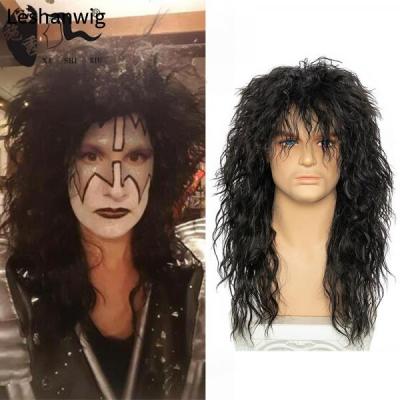Mid-Length Curly Hair Mens Rock Singer Hip Hop Wig Head Cover Wigs