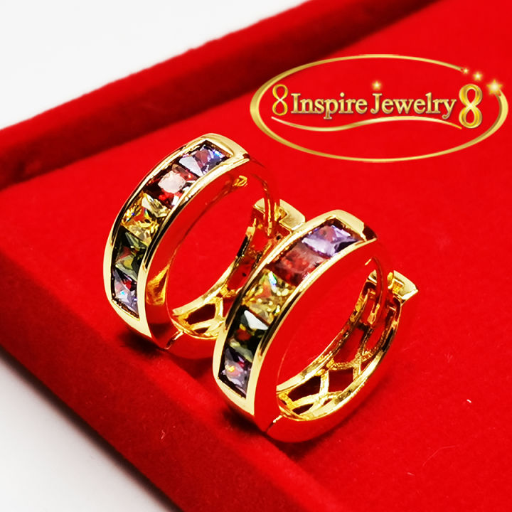 inspire-jewelry-ต่างหูฝังพลอยนพเก้า-หรือแก้ว9ประการ-พรเก้าประการ-ตัวเรือนหุ้มทองแท้100-24k-สวยหรู-มีจำนวนจำกัด