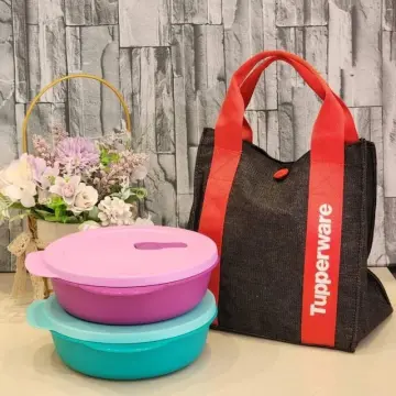 Tupperware Divided Lunch Box Set of 2 Red Turquoise