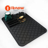 I Know Dish Drying Mats For Kitchen Counter Heat Resistant Mat Kitchen Gadgets Kitchen Accessories (12 "X 16,Black/grey)