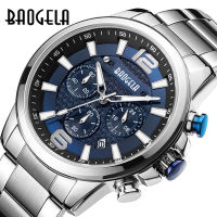 Daifa Baogela Mens Watch Multifunctional Chronograph Luminous Waterproof Business Sport Stainless Steel Quartz Watch