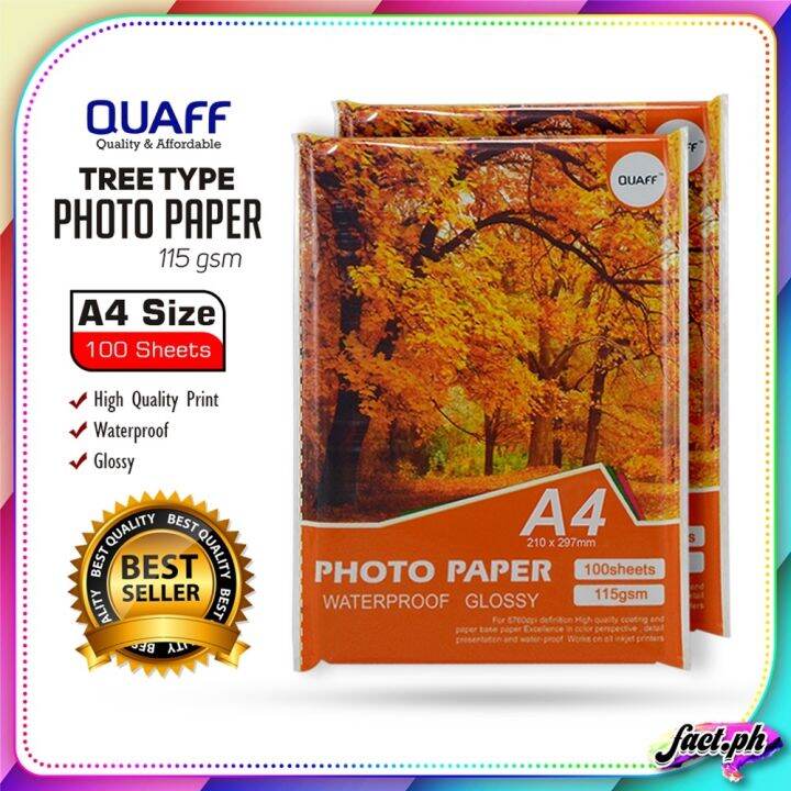 Writing and Paper 115gsm QUAFF Photo Paper A4 Size Inkjet Glossy