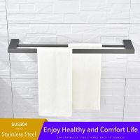 Stainless Steel Hardware Accessories Towel Rack Bathroom Towel Bar Double 60Cm Towel Rack With Hook Wall-Mounted Shelf