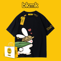 BKMK เสื้อยืดแขนสั้นลายกระต่ายสำหรับผู้ชาย,เสื้อเสื้อผ้าคู่รักผ้าคอตตอนทรงหลวมสำหรับใส่ฤดูร้อนใหม่พิมพ์ลายแบรนด์ทันสมัย