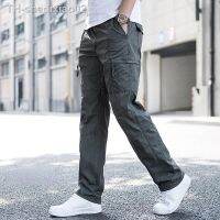 ✵❁ Calça cargo de algodão masculina calças tamanho grande para homens perna reta ajuste solto overalls largo vários bolsos grande verão