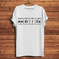 Elements Periodic Table America Letter Print Funny Geek Tshirt Men White T Shirt Gift Tee