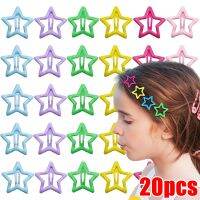 20Pcs Colorful Star Hairclips for Kids Headwear Alloy Barrettes Glitter Hairpins Hair Accessories