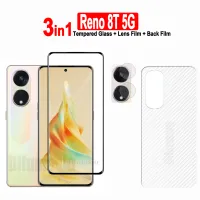 3in1สำหรับ OPPO Reno ฟิล์มกระจกเทมเปอร์8T 5G และ8Z OPPO Reno 8Pro 6Z 7Z 7Pro 5G/ 8T 4G ปกป้องหน้าจอกระจกเทมเปอร์ + ฟิล์มเลนส์กล้อง + ฟิล์มด้านหลังคาร์บอนไฟเบอร์