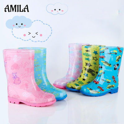 AMILA รองเท้าบูทกันน้ำแฟชั่นกันลื่นสำหรับเด็กเล็กและขนาดกลาง,รองเท้ากันฝนกันลื่นฉบับภาษาเกาหลีเด็กนักเรียน