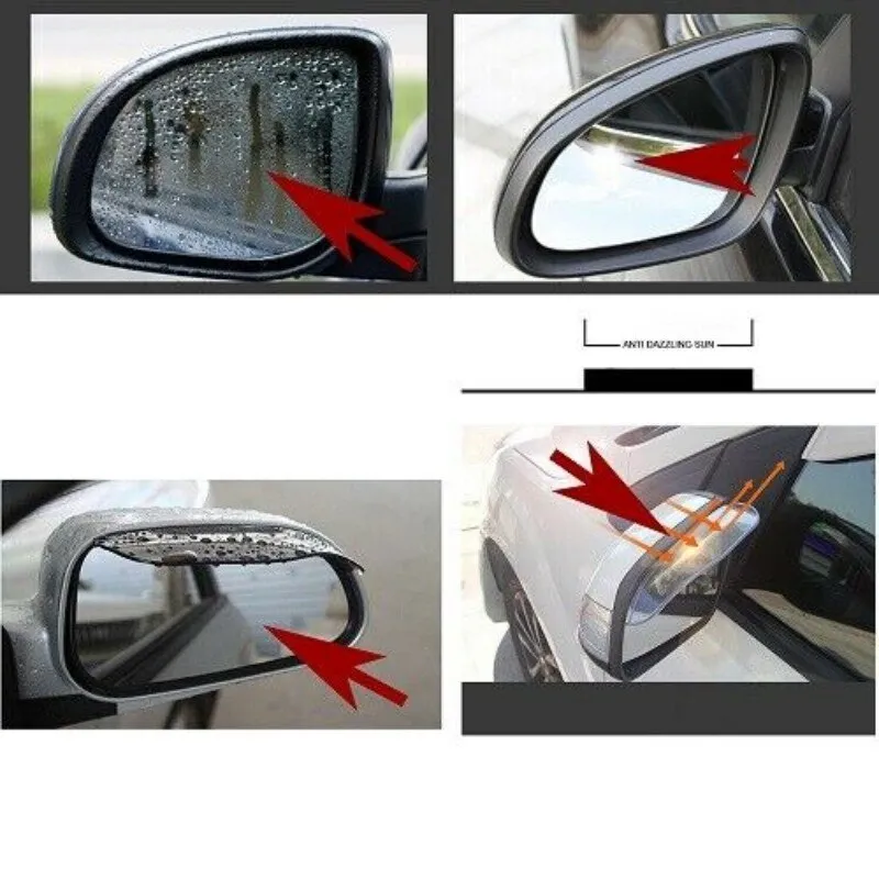 2Pcs Universal Car Rearview Mirror Rain Eyebrow Auto Car Rear View Side Rain  Shield Snow Guard Sun Visor Shade Protector
