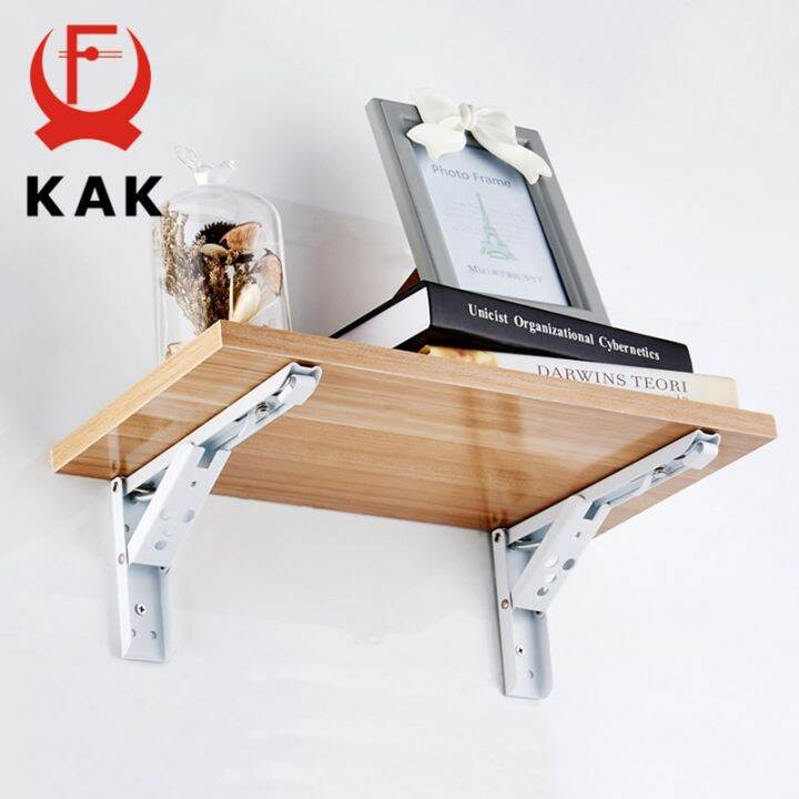 KAK 2pcs Folding Shelf Brackets Heavy Duty Stainless Steel Collapsible ...