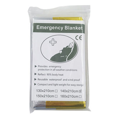 KUVN 210x160ซม.First Aid survival blanket outdoor First Aid ฉนวนกันความร้อนพื้นที่ฟอยล์เงินด้านหนึ่งทองเงิน