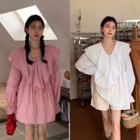 พร้อมส่ง ! Ruffle minimal blouse ?? C3614 มินิเดรสสั้น มินิเดรสสั้นระบาย เสื้อทำงานผู้หญิง เสื้อทำงานสไตล์เกาหลี มี 2 สี