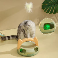 Cat Feather Teasing Toy Tumbler With Tracking Interactive Toy Multi-Color Feather Teasing Wand With Track Balls Base Y5GB