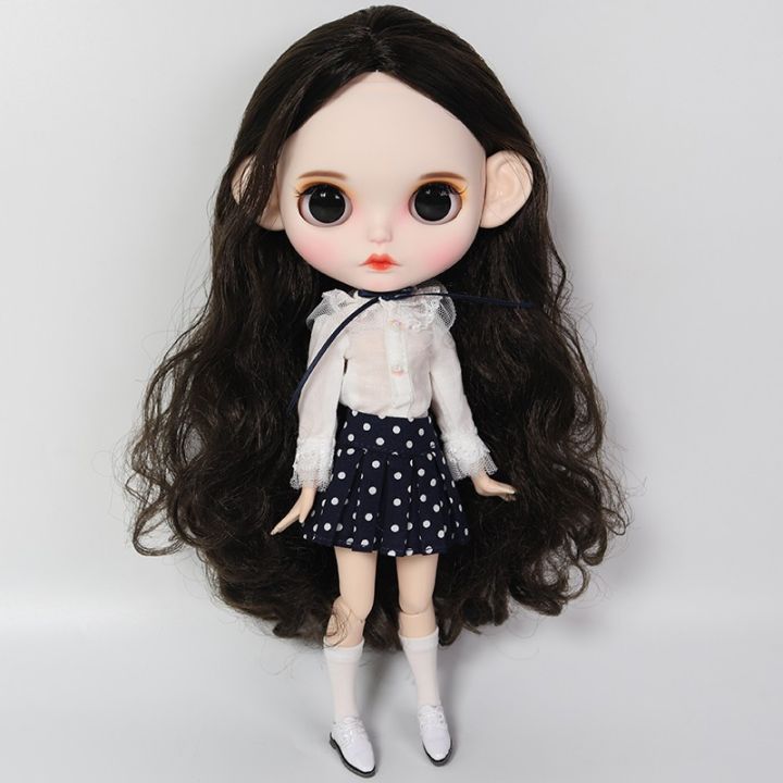 blythe-doll-clothes-ชุดเสื้อผ้าตุ๊กตาบลายธ์-white-shirt-and-short-dress-เสื้อผ้าตุ๊กตา