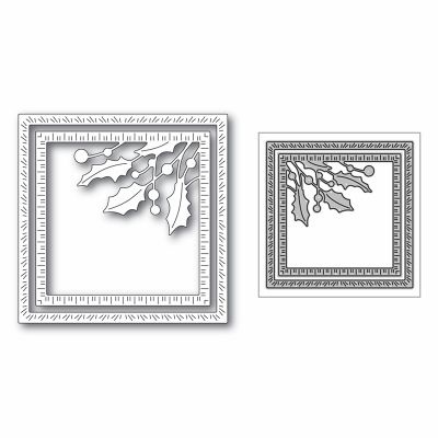 New Christmas Holly Leaves Berry Square 2020 Metal Cutting Dies for Scrapbooking and Card Making Decor Embossing Craft No Stamps