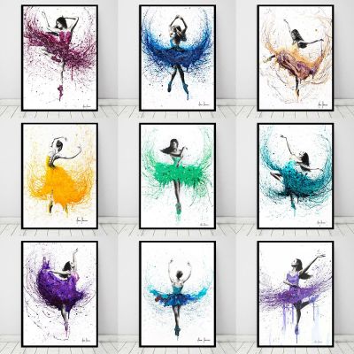 บทคัดย่อผ้าใบภาพวาดโมเดิร์น Ballerina Turquoise Rain Dancer โปสเตอร์ Wall Art Nordic Home Decor ภาพ Top Rated