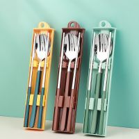 Portable Stainless Steel Cutlery Set Chopsticks Fork Spoon Travel Camping Picnic Flatware Dinnerware Set Kitchen Tableware Flatware Sets