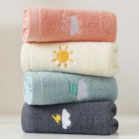 Cotton Bath Towel 70x140cm Embroidery Pattern Face Towel Soft Absorbent Couple Towel Face Towel Bathroom Set White Towels