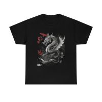 Unisex Heavy polyester Tee, Asian dragon print, dragon tattoo shirt, dragon t-shirt