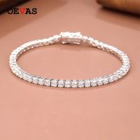 OEVAS 100% 925 Sterling Silver 3Mm High Carbon Diamond Fashion Super Flash Tennis Bracelet Fine Jewelry Gift Wholesale