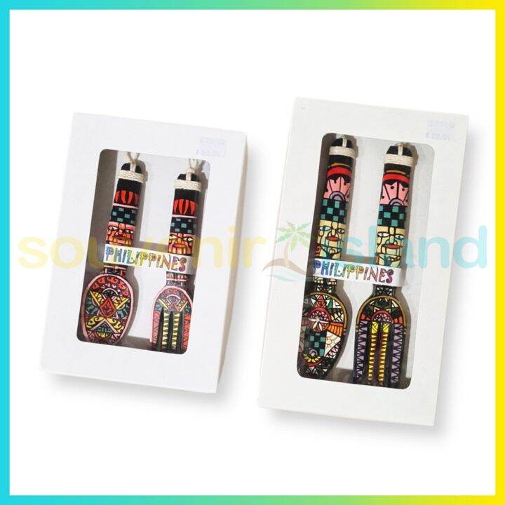 【COD5】 Wooden Spoon and Fork w/ Painting (Box) Wall Decor Philippine Souvenir Lazada PH