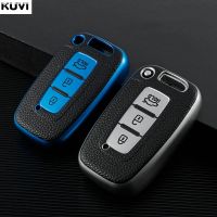 05d5 Leather TPU Car Remote Key Case Cover For Hyundai Solaris HB20 i30 Veloster SR ix35 Elantra Accent For KIA RIO Sportage K2 K3