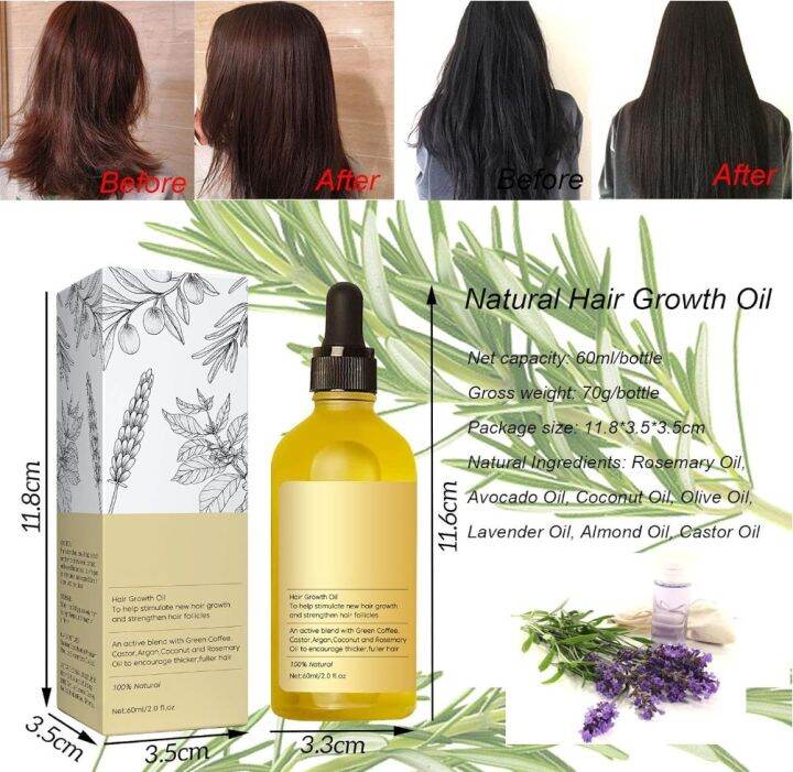 Titony 60ml Veganic Natural Hair Growth Oil Carvenchi Natural Hair Gro For Dry Damaged Hair Hair