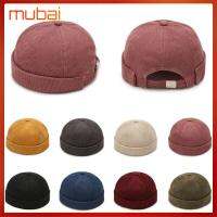 MUBAI ผ้าคอตตอน หมวกกลมๆ ปรับได้ปรับได้ ผ้าลูกฟูก หมวก skullcap แฟชั่นสำหรับผู้หญิง แข็งและแข็งแรง หมวกฮิปฮอป ใช้ได้ทุกเพศ