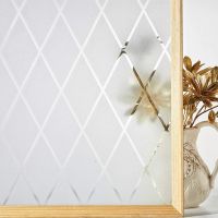 Lattice Frosted Window Film Privacy Static Cling Vinyl Opaque Glass Sticker Non Adhesive Anti-UV