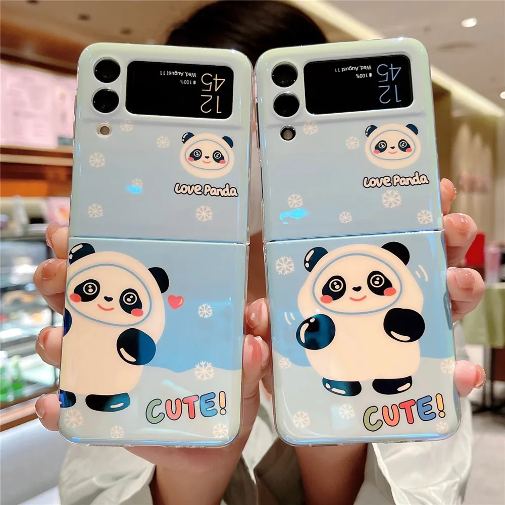 KISSCASE For Galaxy Z Flip 3 Cute Blue Light Laser Cartoon Panda Bear  Protective Shell Case All-inclusive Hard PC Cover for Samsung Z Flip 3 5G |  Lazada PH