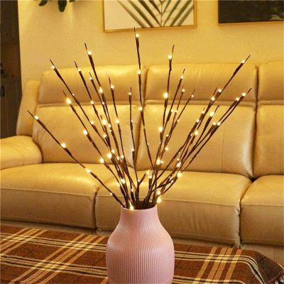 20 Bulbs LED Willow Branch Lights Lamp Natural Tall Vase Filler Willow Twig Lighted Branch Christmas Wedding Decorative Lights Fairy Lights