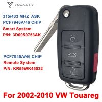 YOCASTY KR55WK45032กุญแจรถพับได้4ปุ่ม315 433 Mhz สำหรับ3D0959753AK Phaeton 2002 - 2010 VOLKSWAGEN VW Touareg