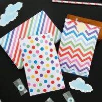 12sets Colorful Dots Paper Bag Striped Gift Bag Open Top Zigzag Candy Popcorn Treat Bag Birthday Party Gift Wrapping Favor Bags Gift Wrapping  Bags